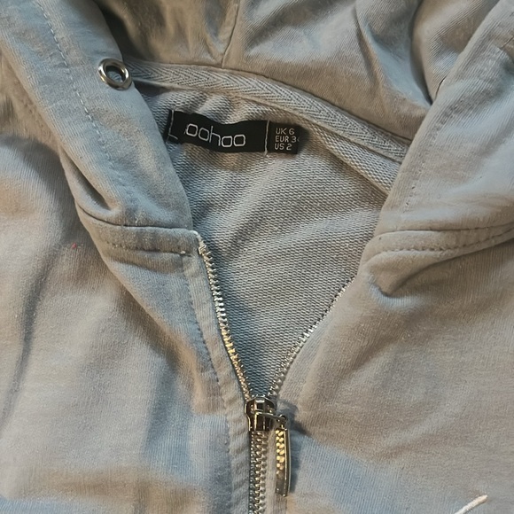 Boohoo women’s pale blue oversized half zip hoodie - Picture 4 of 8
